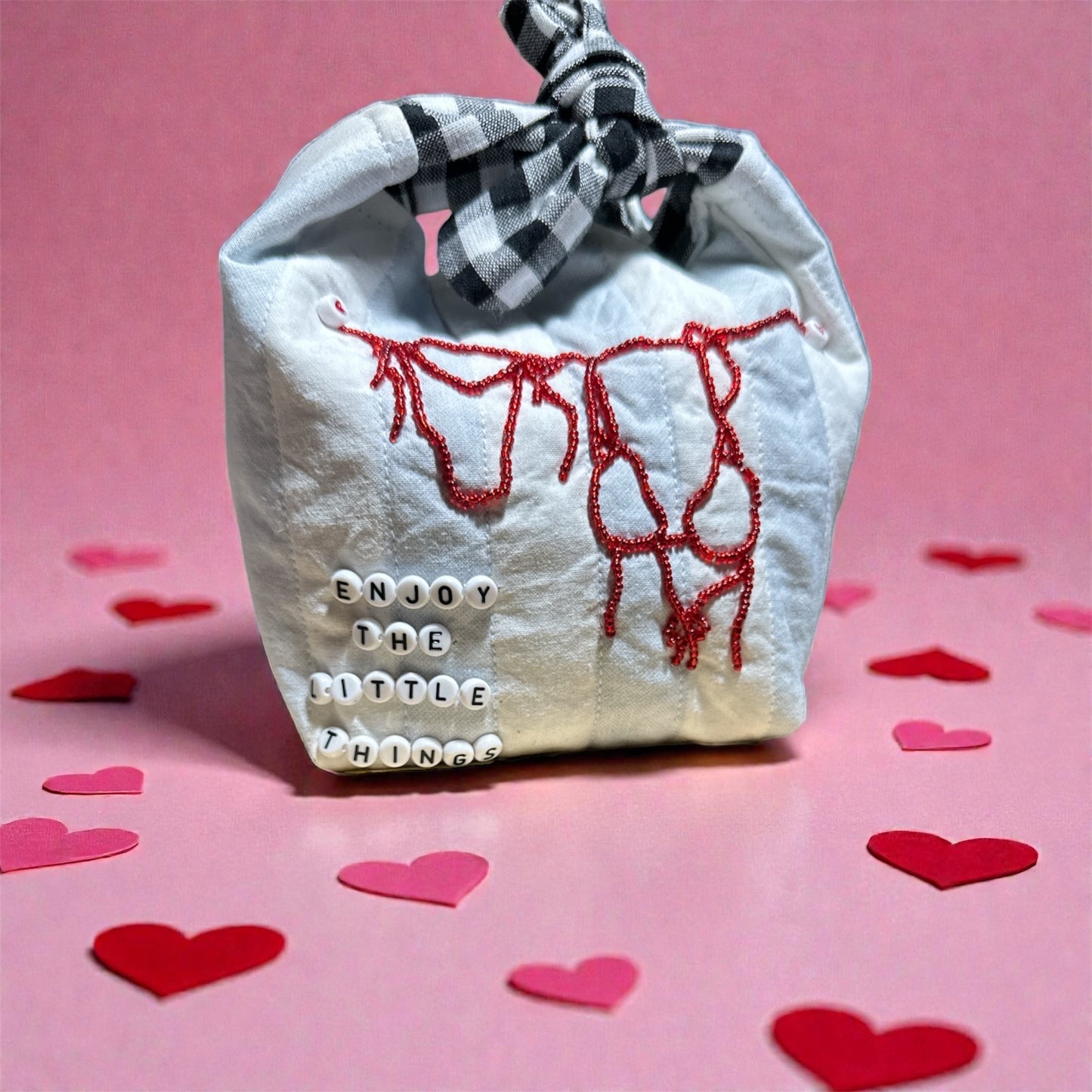 Handmade Sewn Gift Bags with Custom Hand-Beaded Embroidery