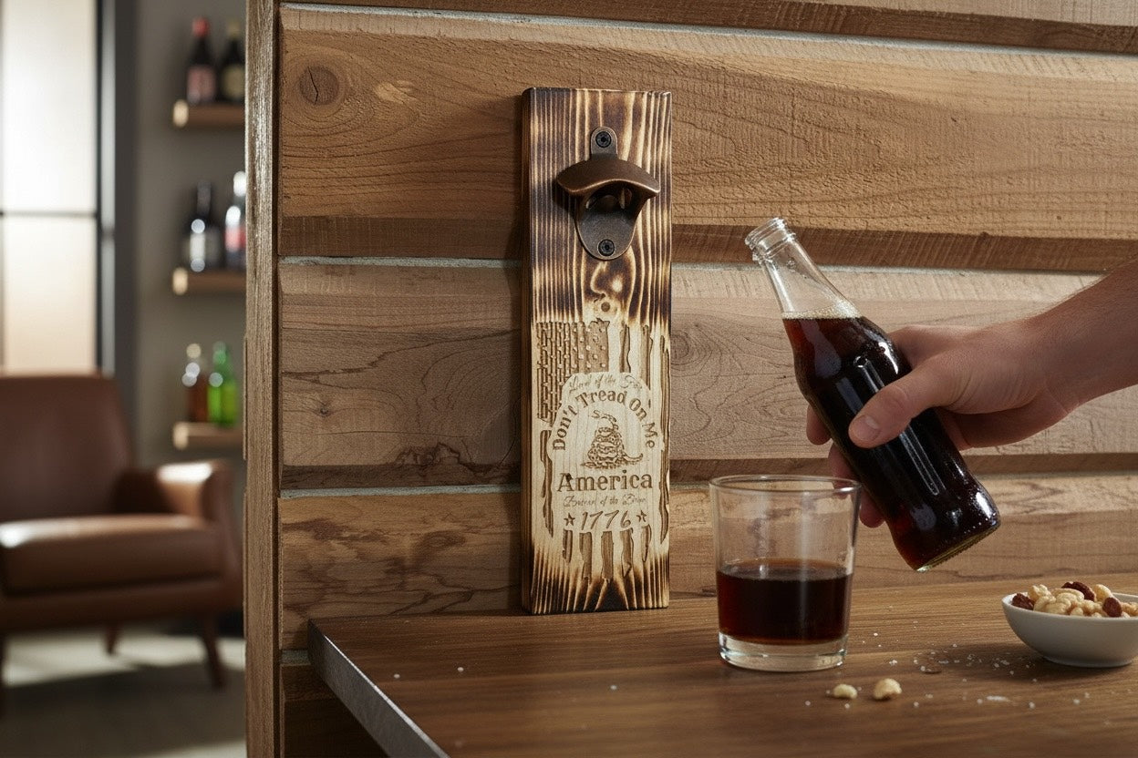 Hand-Burnt Wood Engraved Bottle Opener